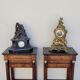 Pair of empire consoles in mahogany and 19th century marble