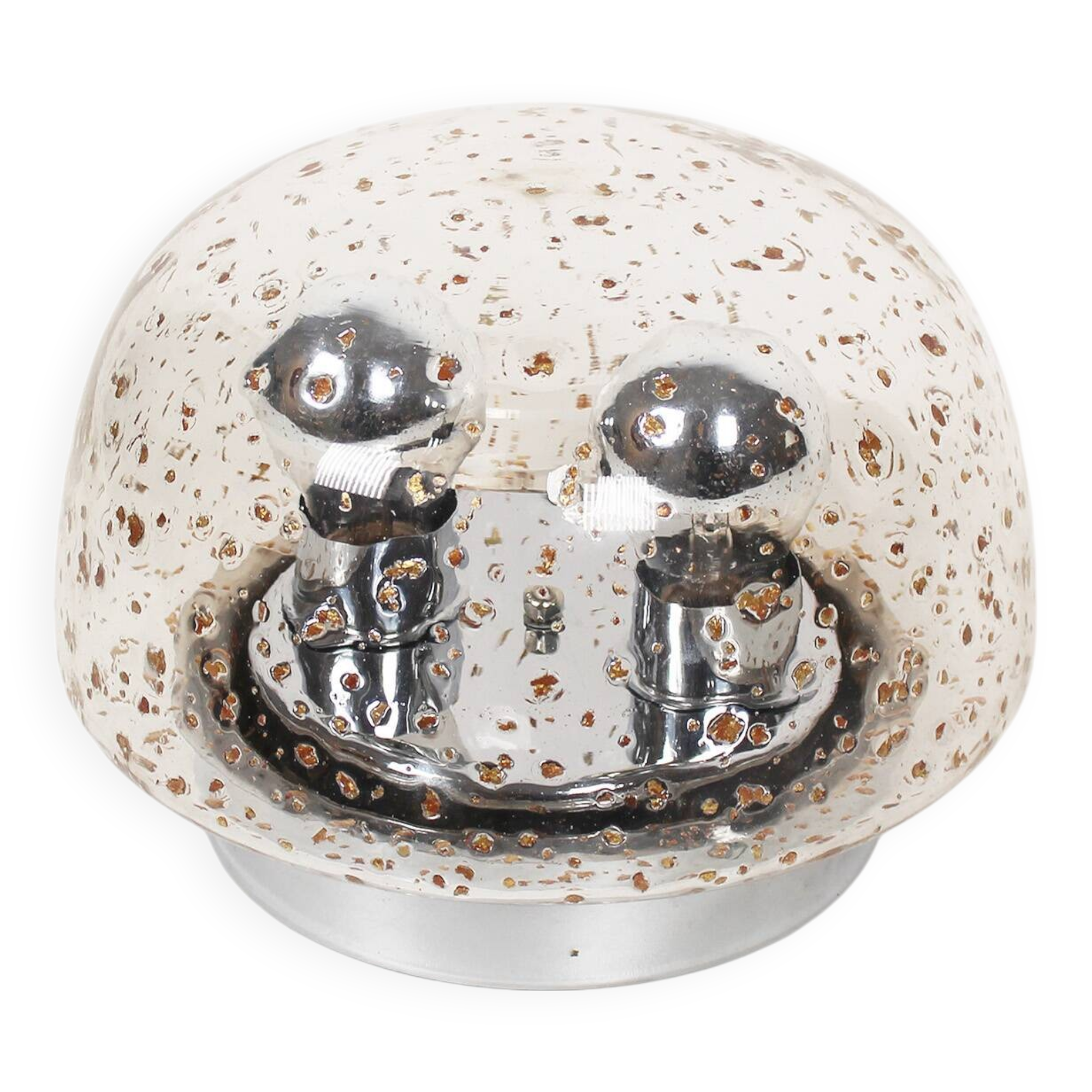 Polished metal and goldflake glass wall lamp by Doria