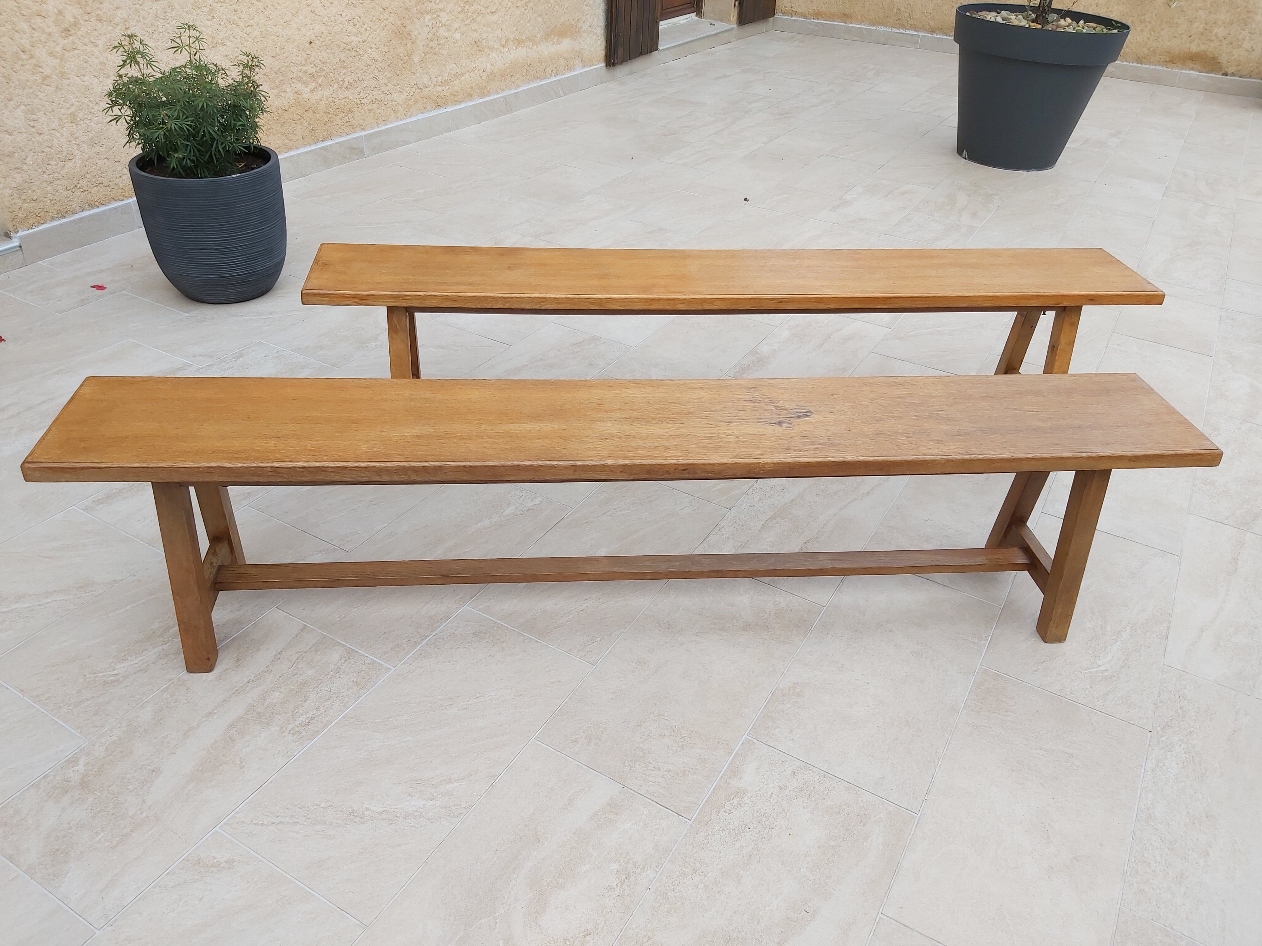 Pair of oak benches