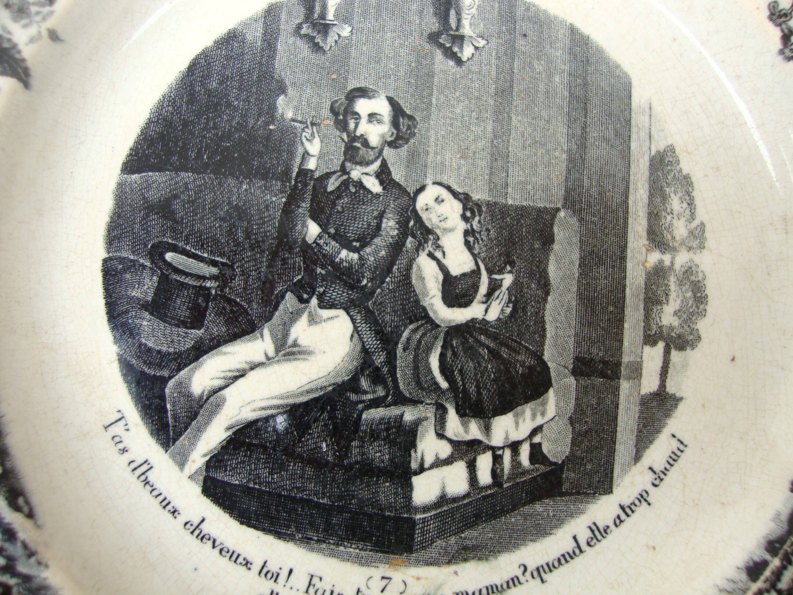 Assiette parlante  Creil et Montereau Lebeuf Millet & Cie