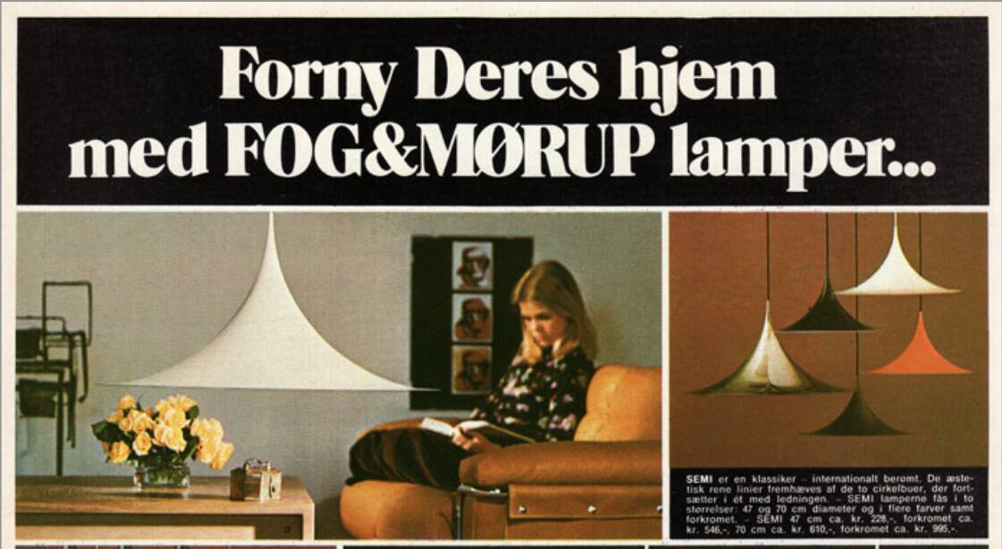 Large White Witch Hat Semi Pendant - Design by Bonderup and Thorup for Fog and Morup, 1960s.