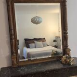 Old trumeau fireplace columns beveled mercury mirror raw solid wood rectangular molded beveled moldings