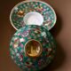 Small covered Chinese porcelain dish, Wan Shou decoration, 1970s-80s.