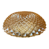 Vintage ceiling light in amber glass with a diamond point.