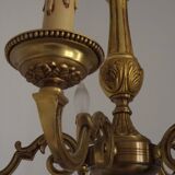 French Vintage Mid-Century Bronze 5-Light Traditional Style Chandelier