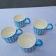 Set of 4 large ceramic mugs with a bird pattern - retro style