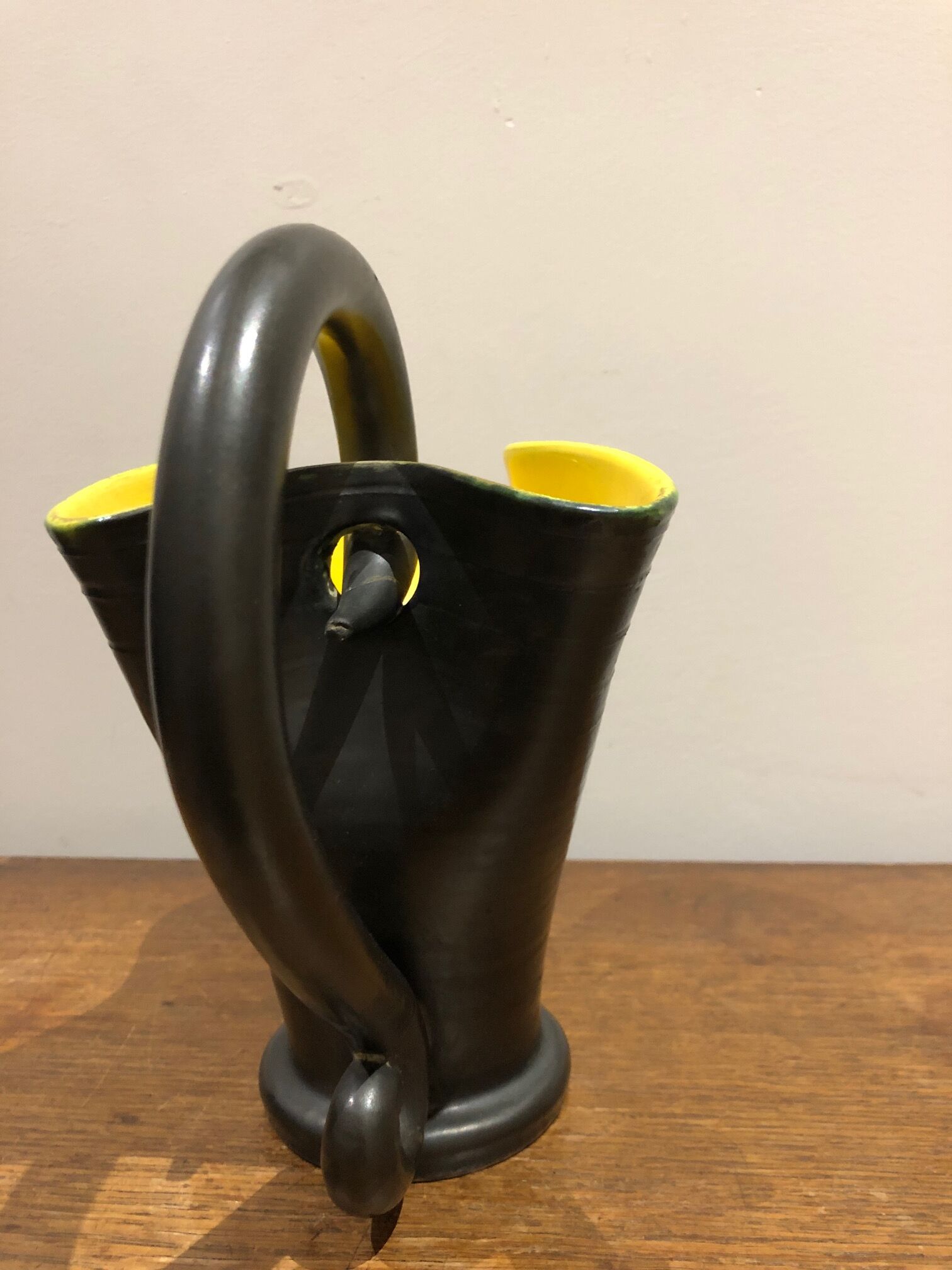 black and yellow vallauris pitcher