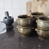 6 green ceramic cassolettes