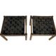 Pair of stools, leather and wood, 1960'