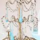 Italian chandelier with 6 arms in blue opaline glass (55 cm)