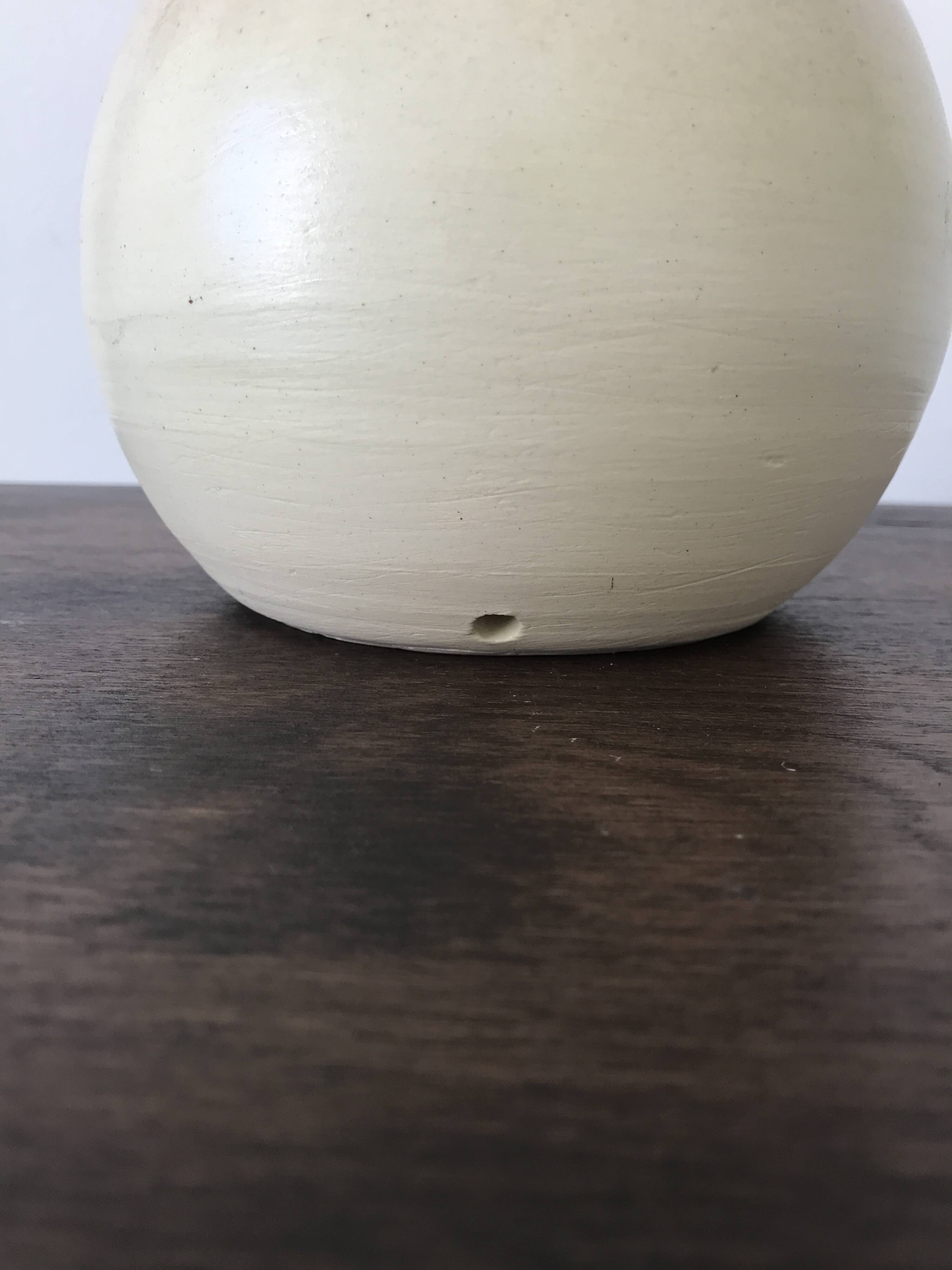 Artisanal ceramic ball vase lamp base, Laroquebrou pottery