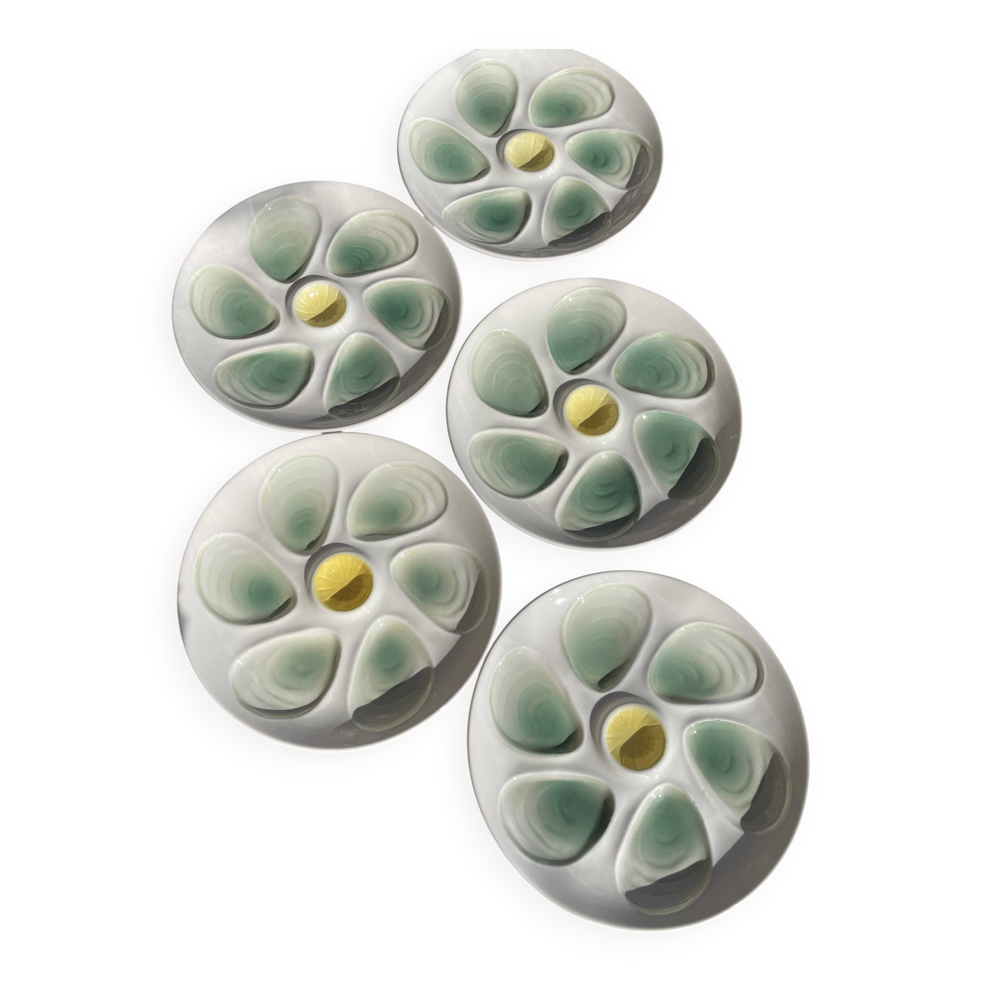 5 oyster plates from Salins earthenware