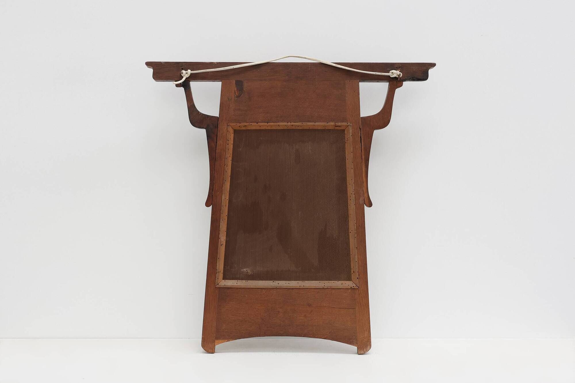 Art Nouveau Oak Coat Rack with Mirror and Floral Carvings, Belgium, circa 1