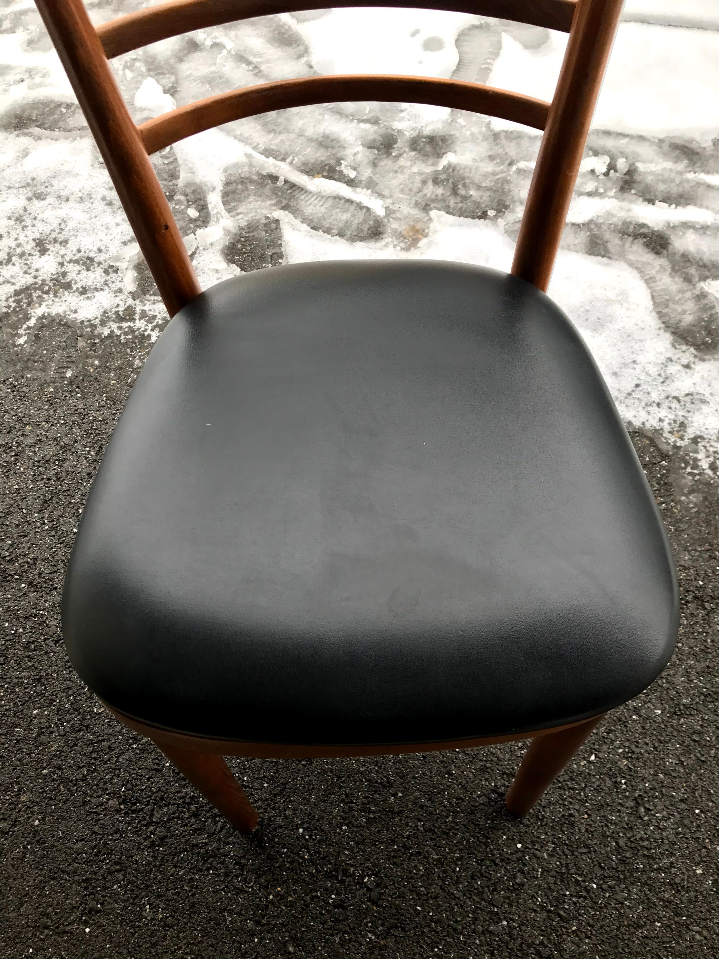 Vintage 60s slatted chairs and leatherette