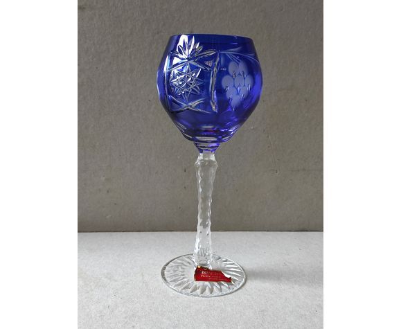 Series of 6 colorful Lorraine crystal roemers