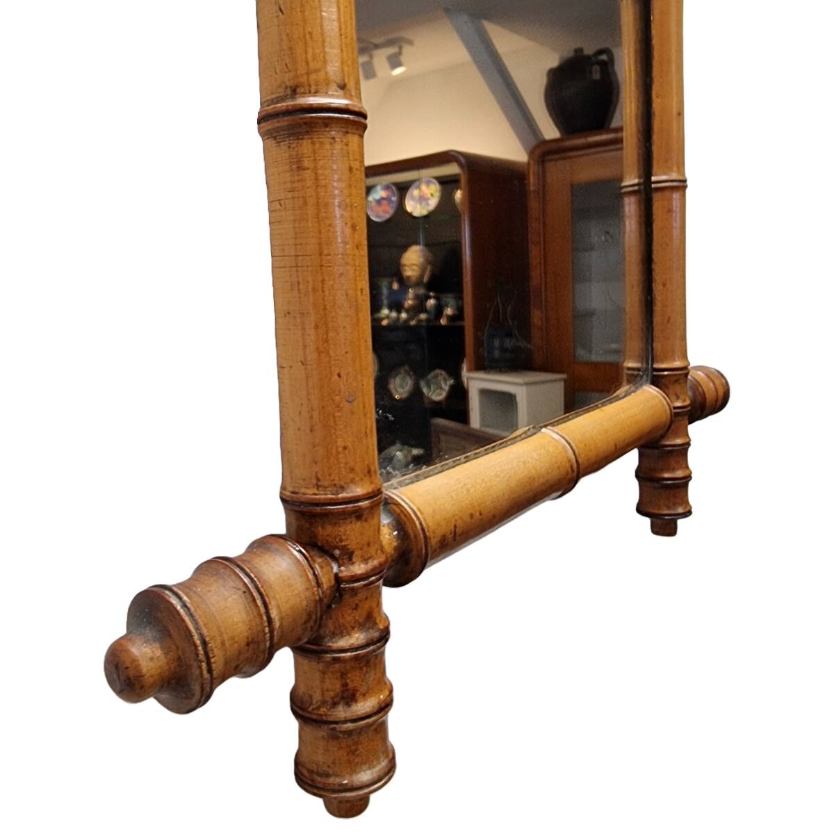 Vintage Faux Bamboo Mirror, 1950s