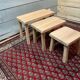 Vintage light wood nesting trio table