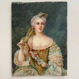 19th-century miniature depicting an 18th-century woman, bronze frame