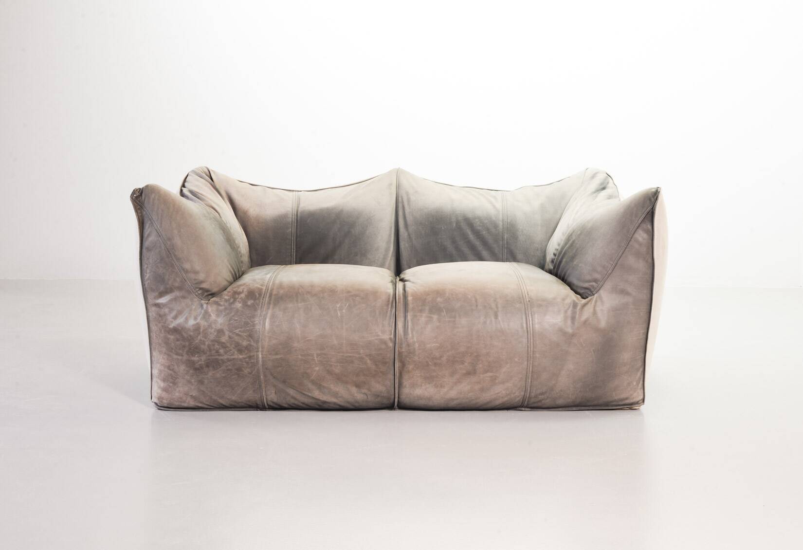 Mario Bellini 2-Seat Le Bambole Sofa for C&B Italia in Leather & Fabric 70s