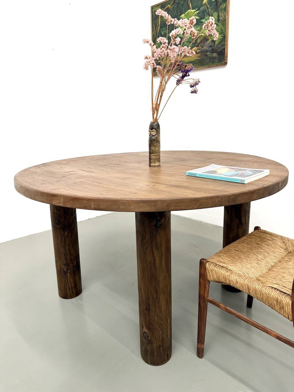 Table ronde années 50 constructiviste noyer