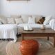Vintage leather pouf
