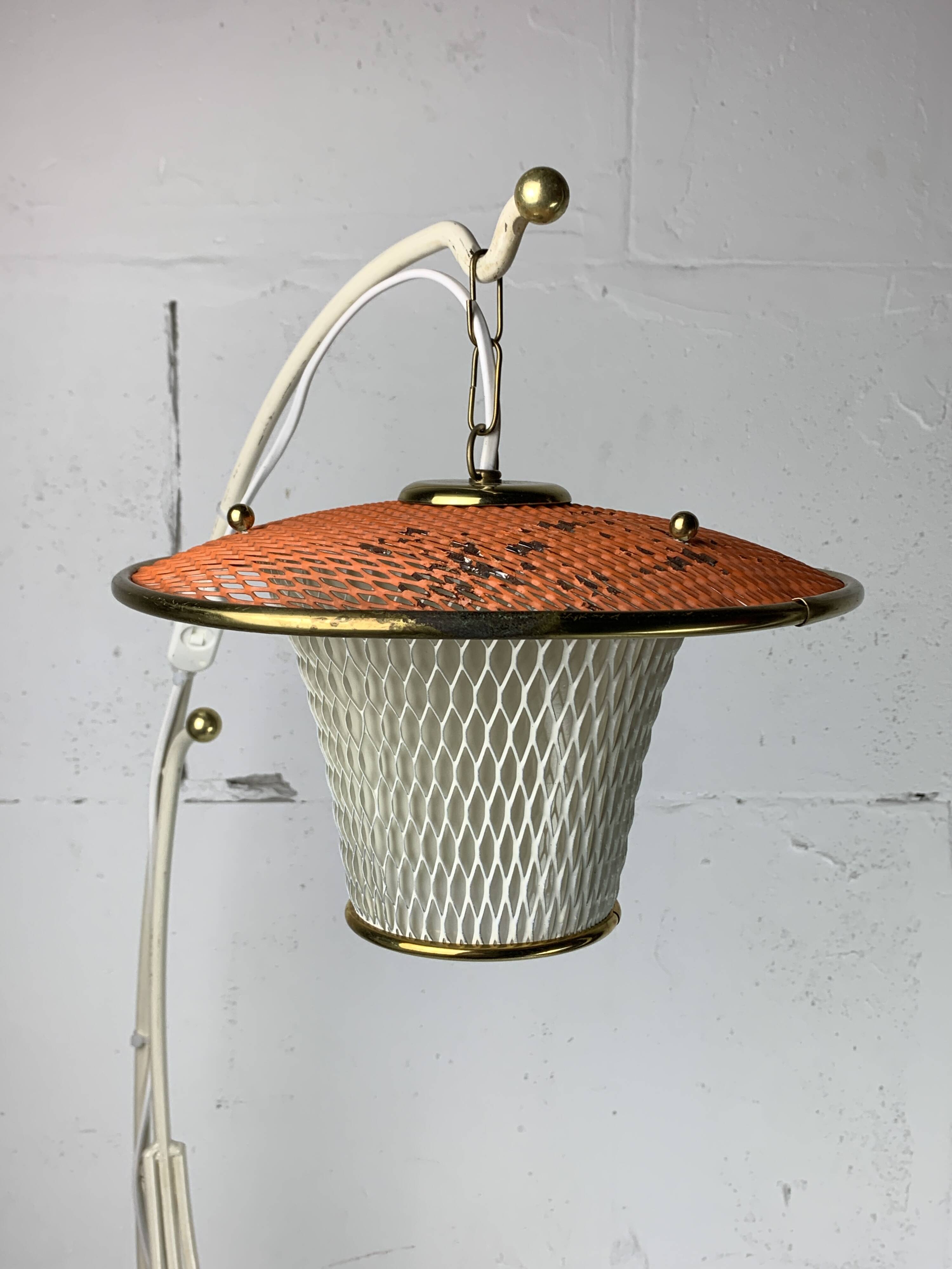 Midcentury French rockabilly lantern low floor lamp, 1950s