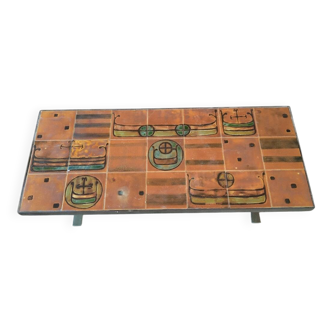 Vintage ceramic coffee table – drakkar pattern – 1970s design