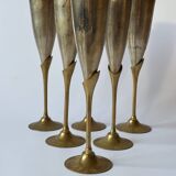 Set de 6 flûtes de champagne en laiton, 1970
