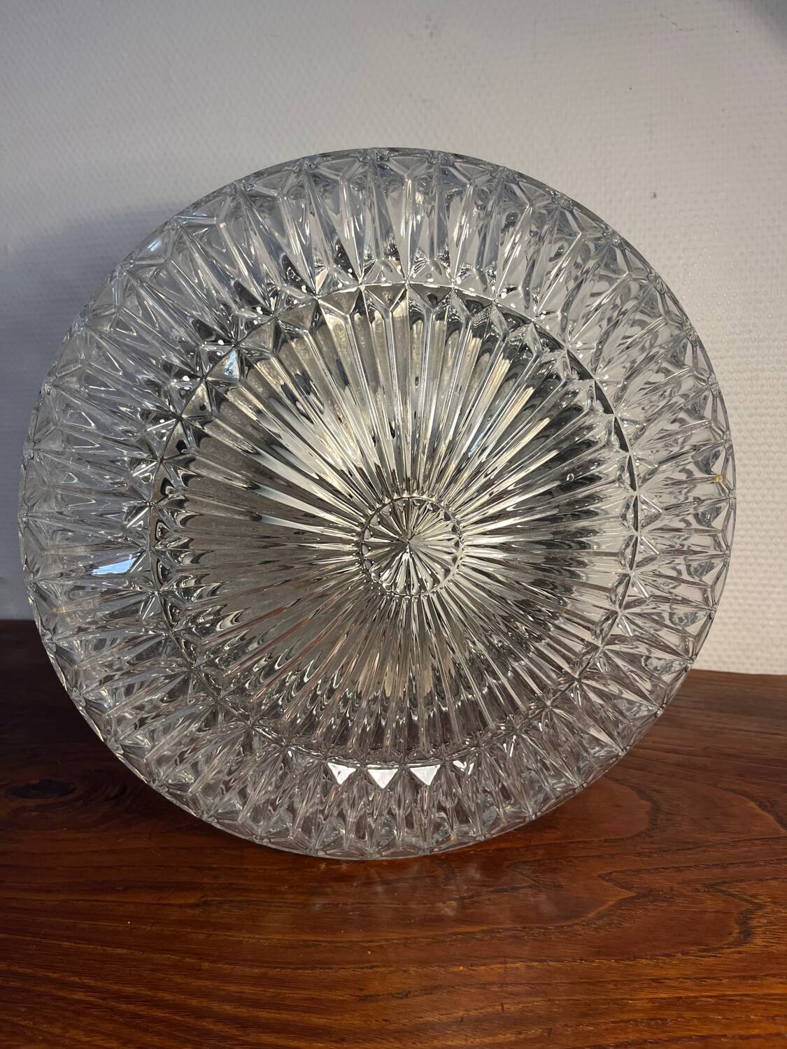 Plafonnier suspension XL verre ciselé esprit diamant