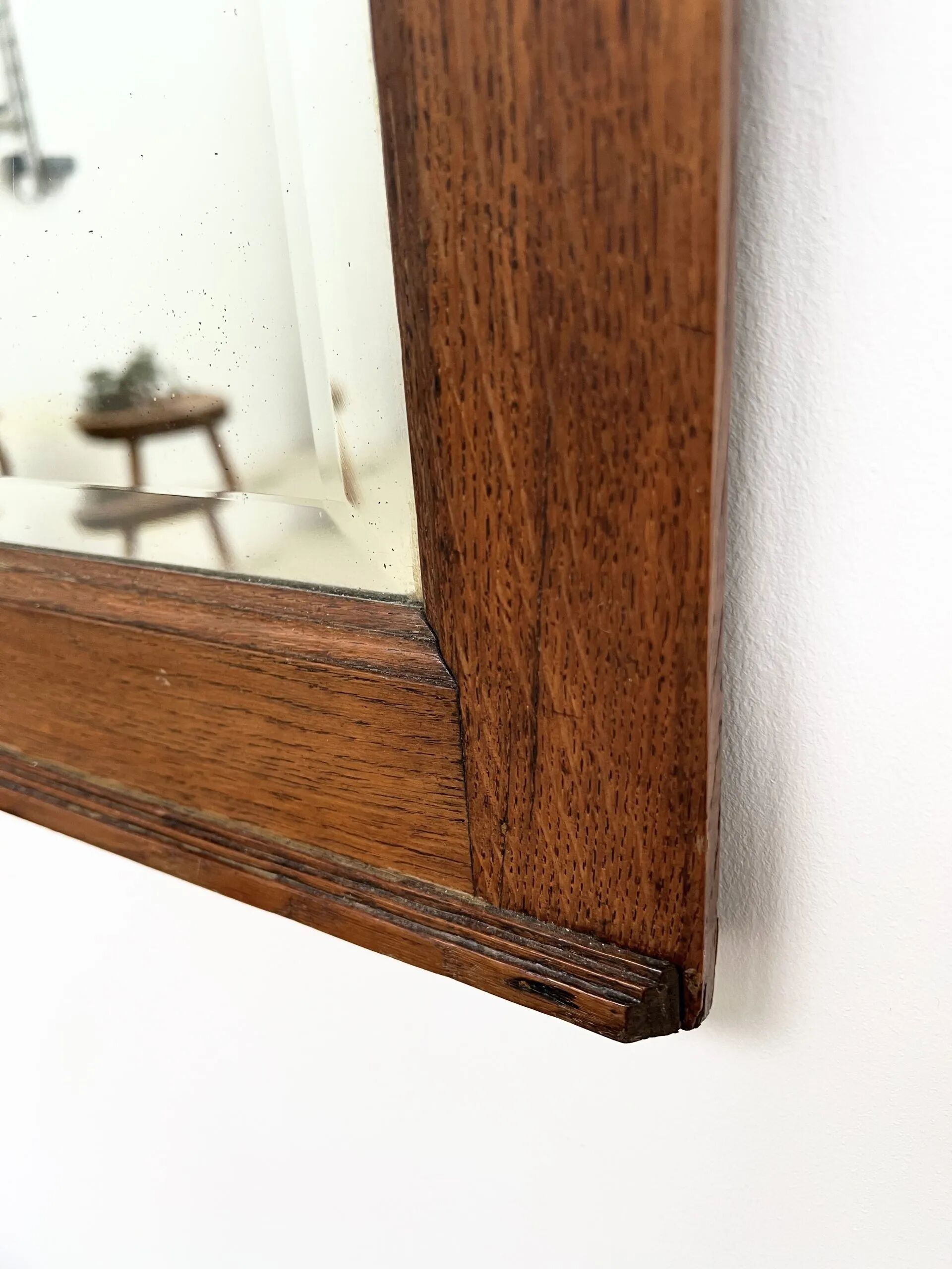 Art Deco oak mirror with carved motif