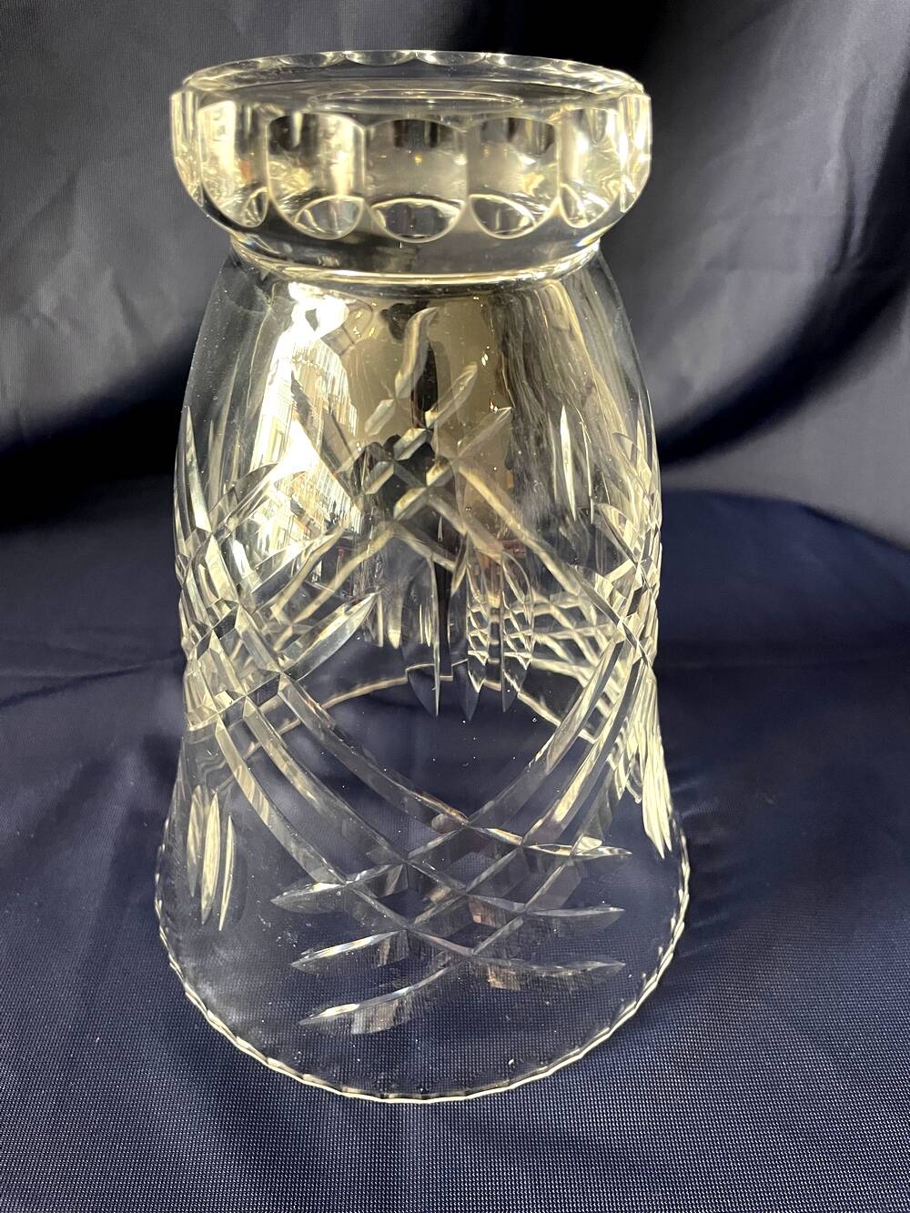 Crystal vase cut daum nancy france flared shape