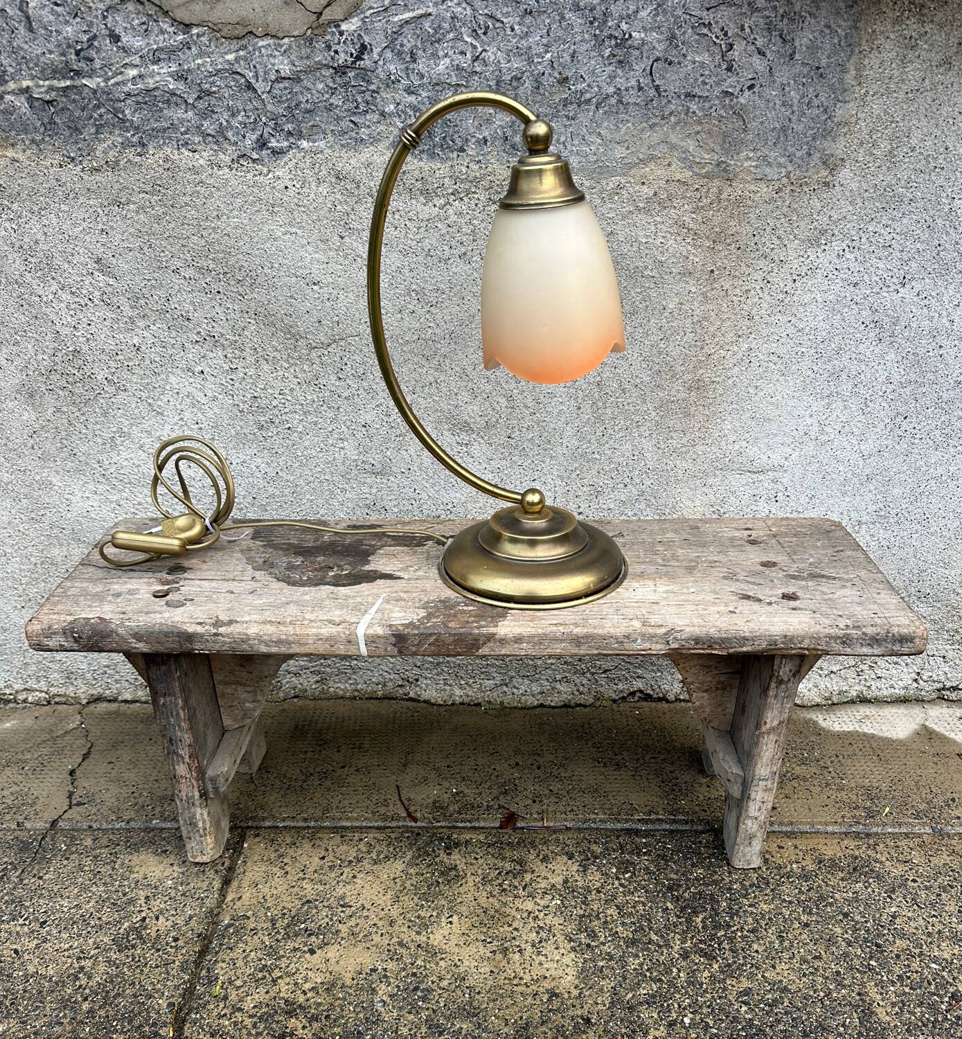 Tulip desk lamp, bedside lamp in brass and blown glass J.P Rycka