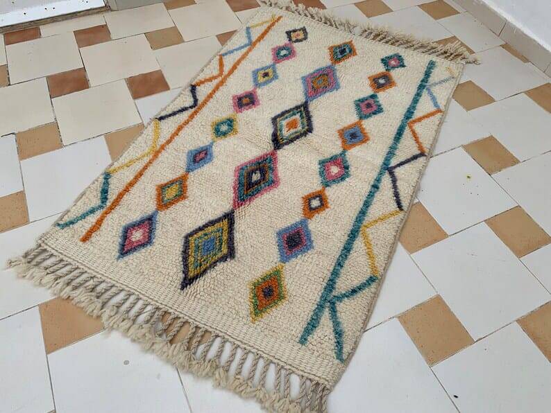Colorful Berber rug size 200 x 300 cm