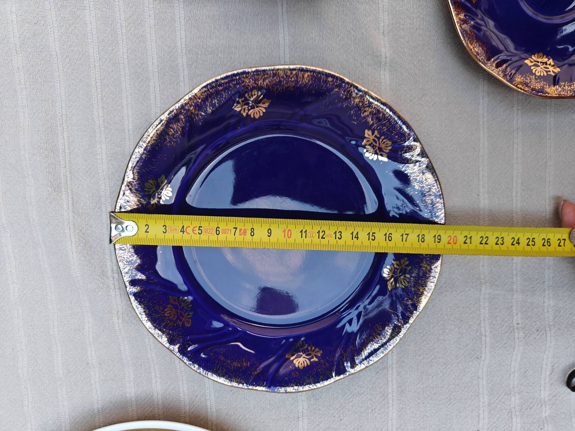 Superb Coffee/Tea Trio in Cobalt Blue & Gold Porcelain - Chodzież Poland