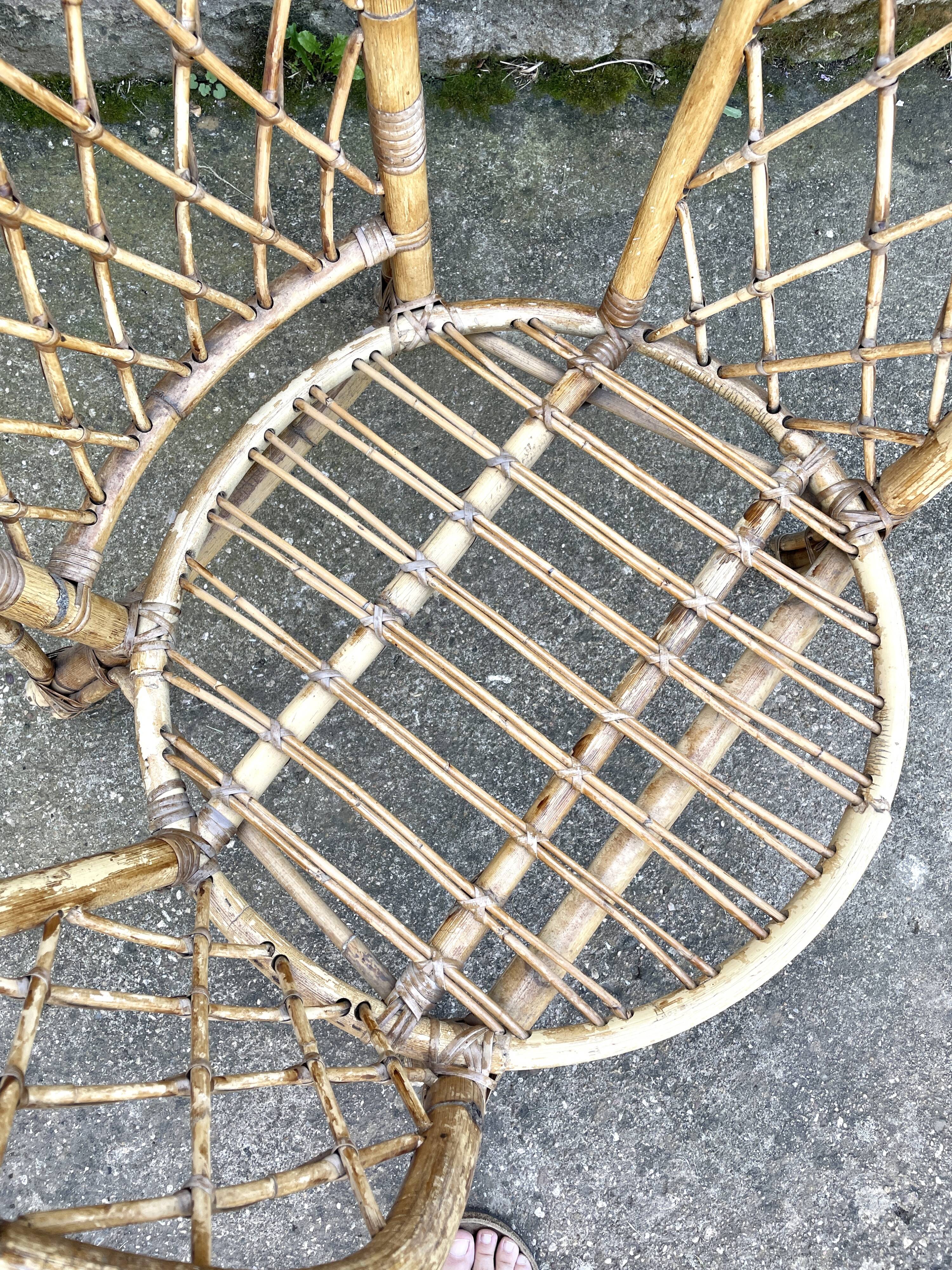 Woven rattan armchair, 1960