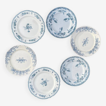 Lot de 6 assiettes plates terre de fer dépareillées