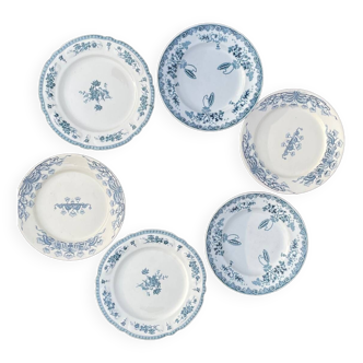 Lot de 6 assiettes plates terre de fer dépareillées