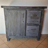 1930s Grey Patina Pine Garage Workbench