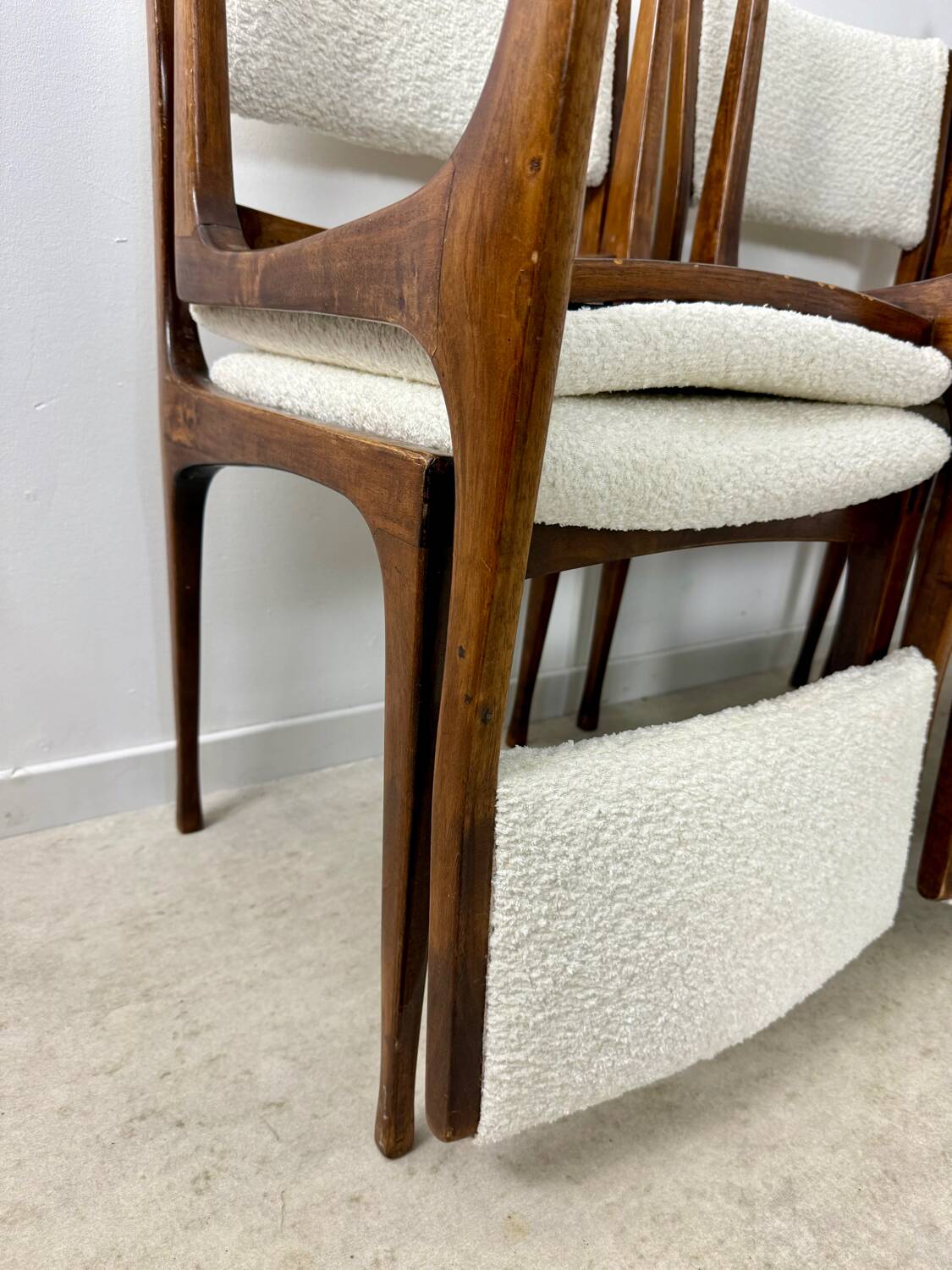 Set of 6 Italian design chairs Carlo de Carlo Cassina model 693 late 50s bouclette