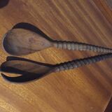 Salad bowl in olive tree of Vallauris signed Tony Bain