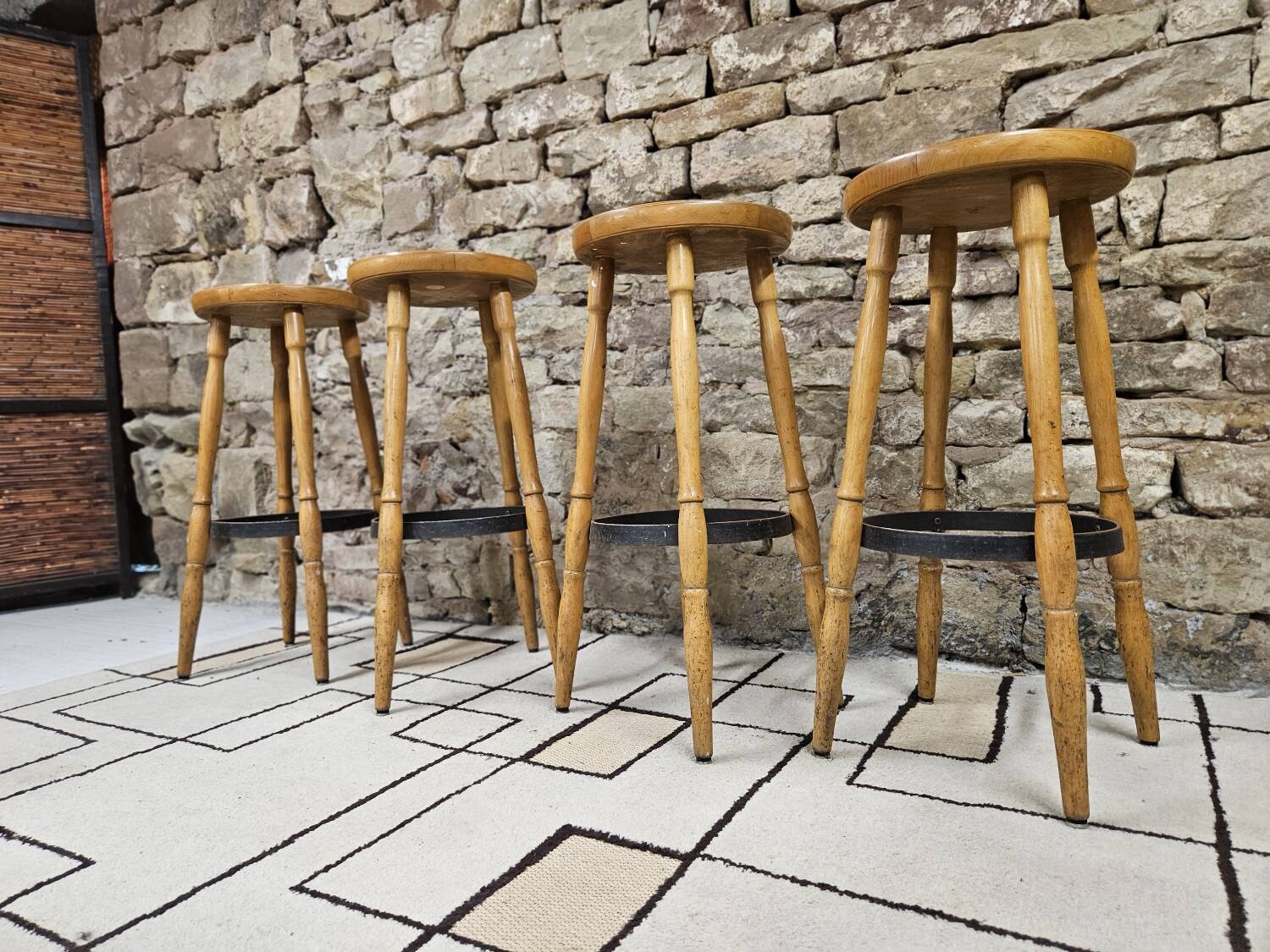 Lot de 4 tabourets de bar vintage 1970"