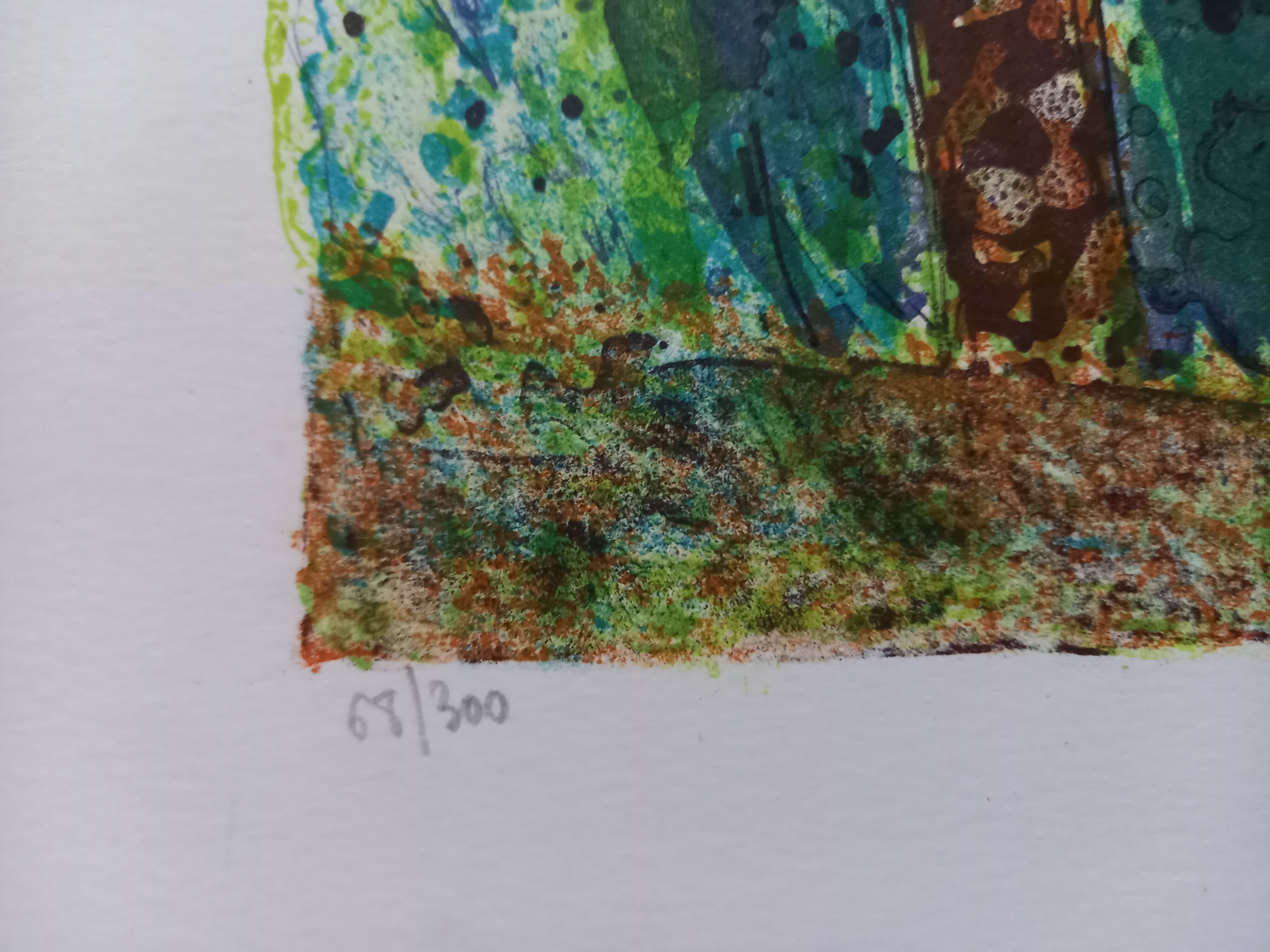 Lithograph by Guy Bardone, "Grands pins à Piquey", Arcachon, Cap Ferret, 1966