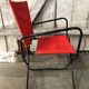 Old Folding Armchair Tube Metal Black + Red Fabric 70s Vintage