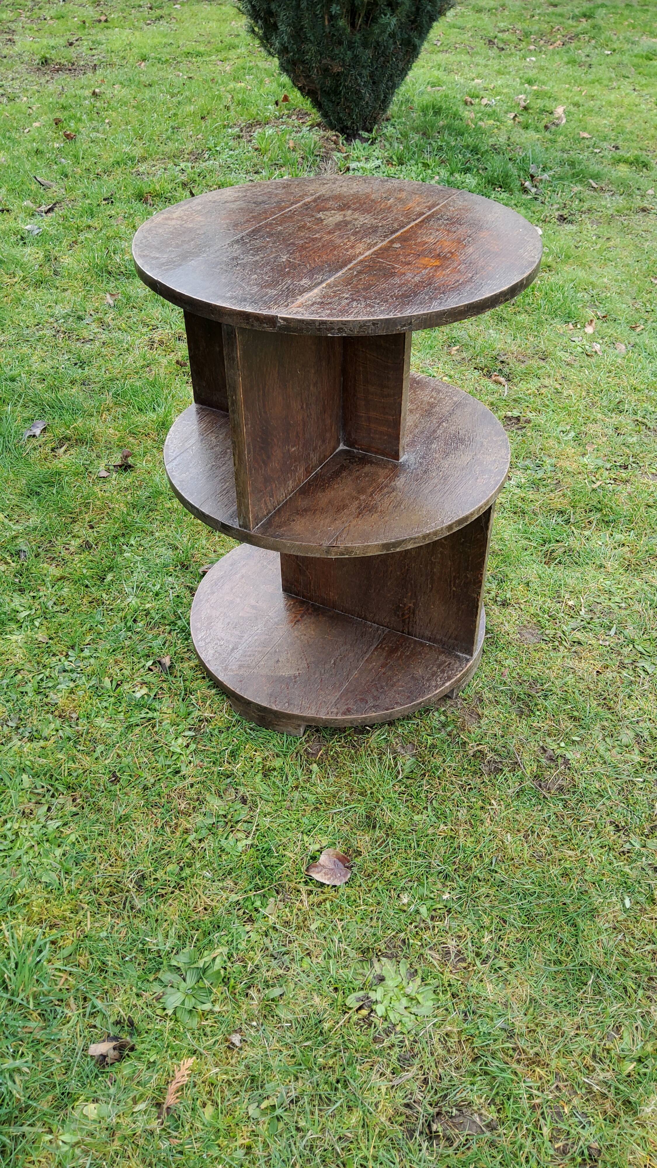 Gueridon art deco library 1930 in oak