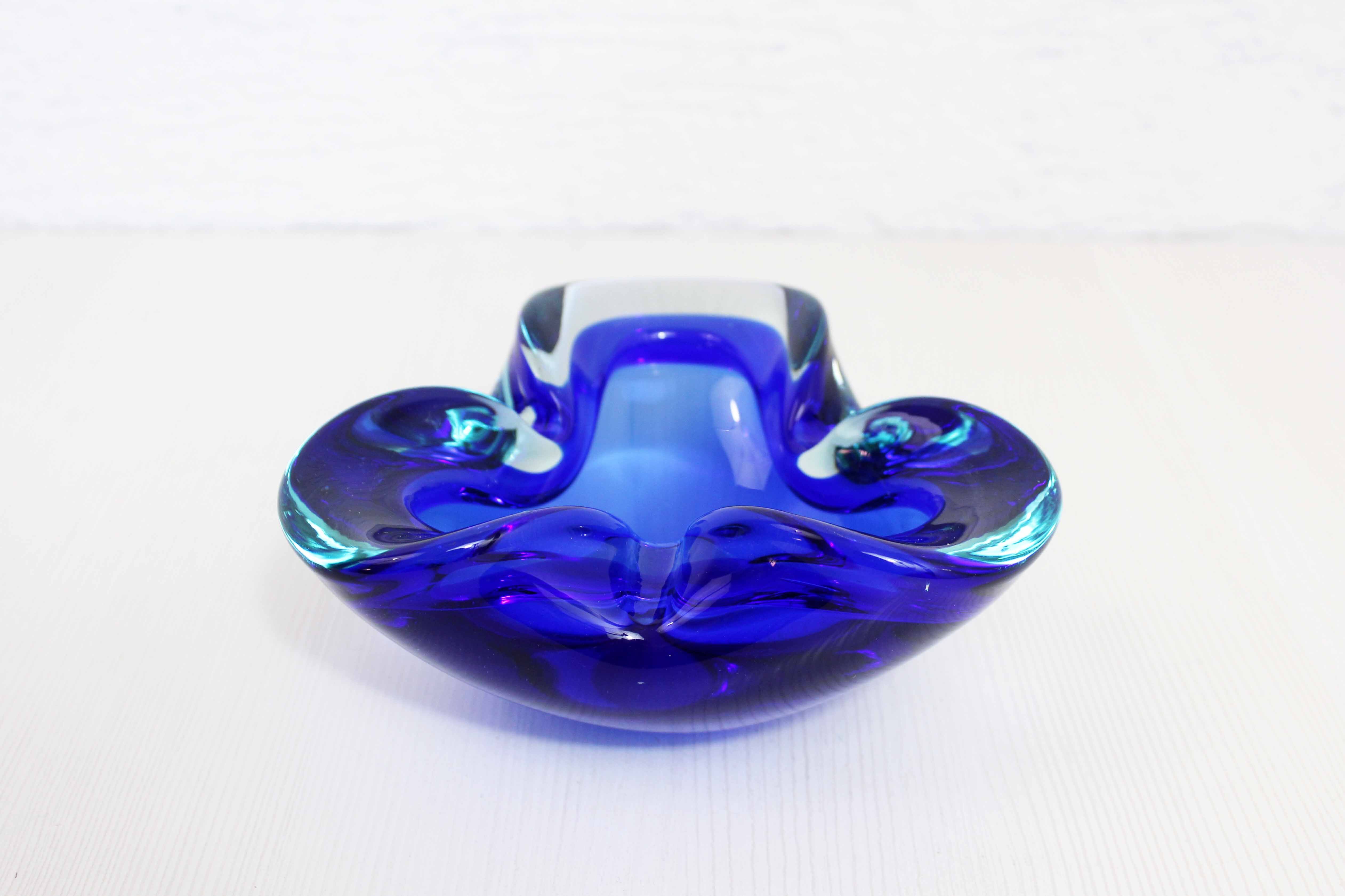 Blue Murano glass ashtray