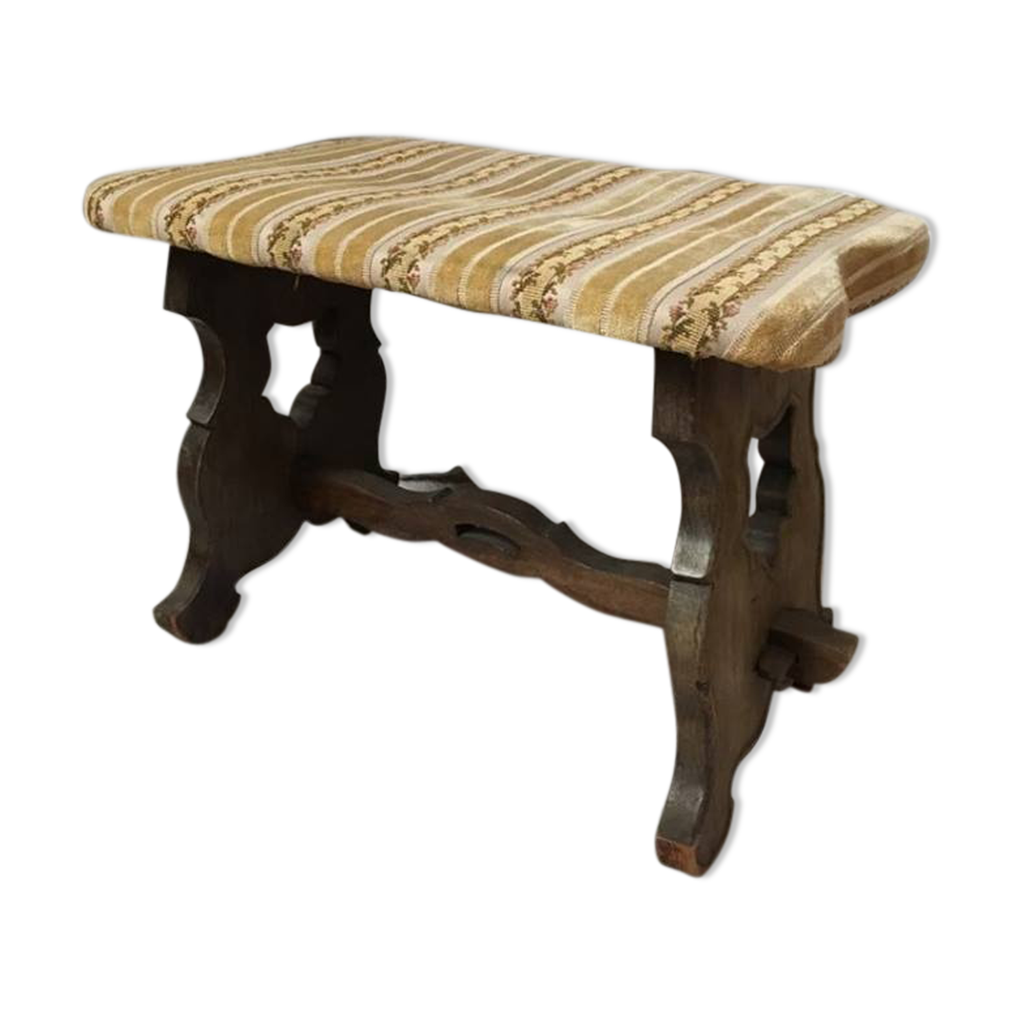 Stool wood and velvet