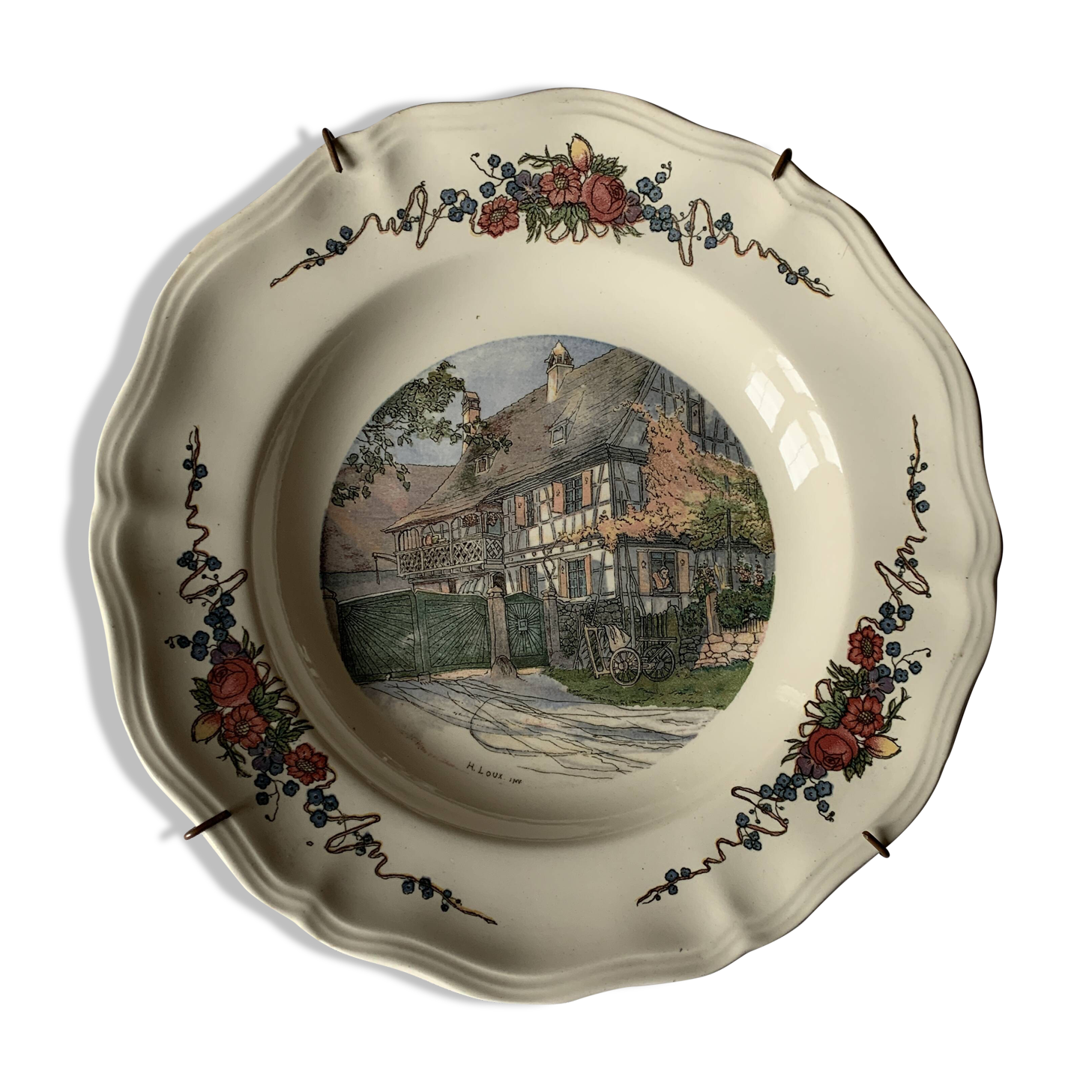 Obernai plate by henri loux sarreguemines earthenware factory