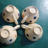 Set of 4 small polka dot cups in Castres earthenware
