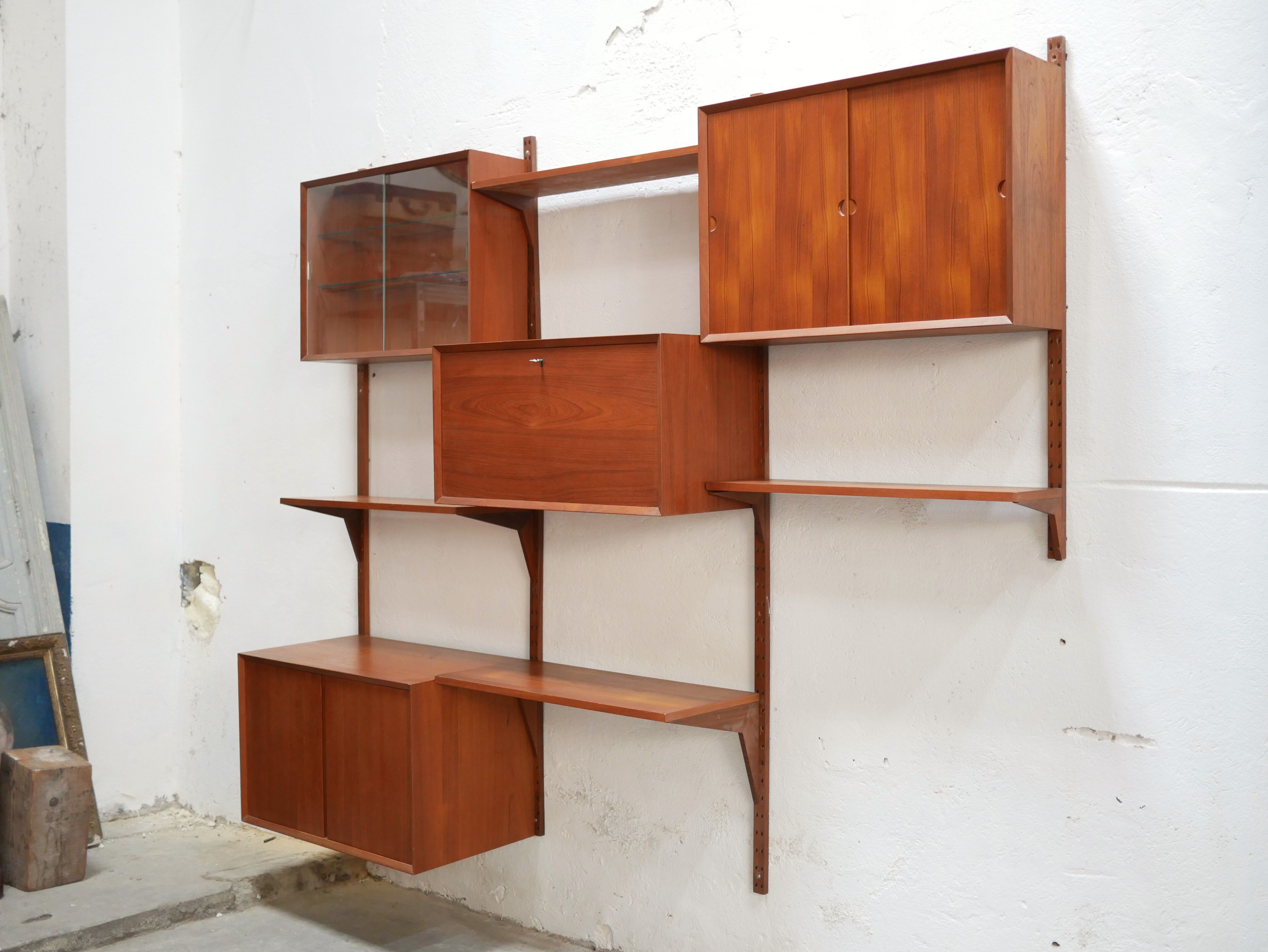 Royal System Scandinavian Modular Wall Shelves by Poul Cadovious for Cado Editions
