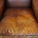 Fauteuil à oreilles en cuir de mouton de style anglais vintage